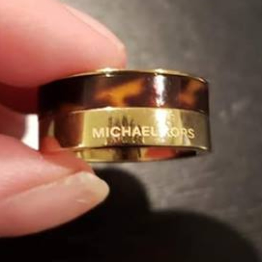 Michael Kors Gold tone tortoise shell ring size 7